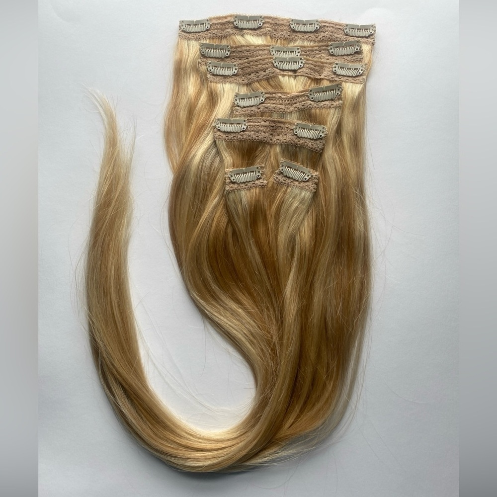 Dalise Clip in Weft Extensions 120g 7pcs Dirty Blond Bleach Blond Highlight 24”